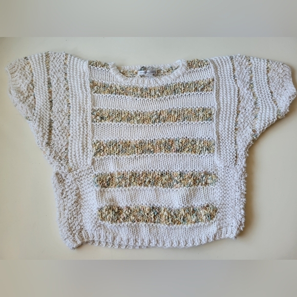 Vntg Jennifer Reed Hand Knit Sweater Top Size Medium White - Picture 1 of 8